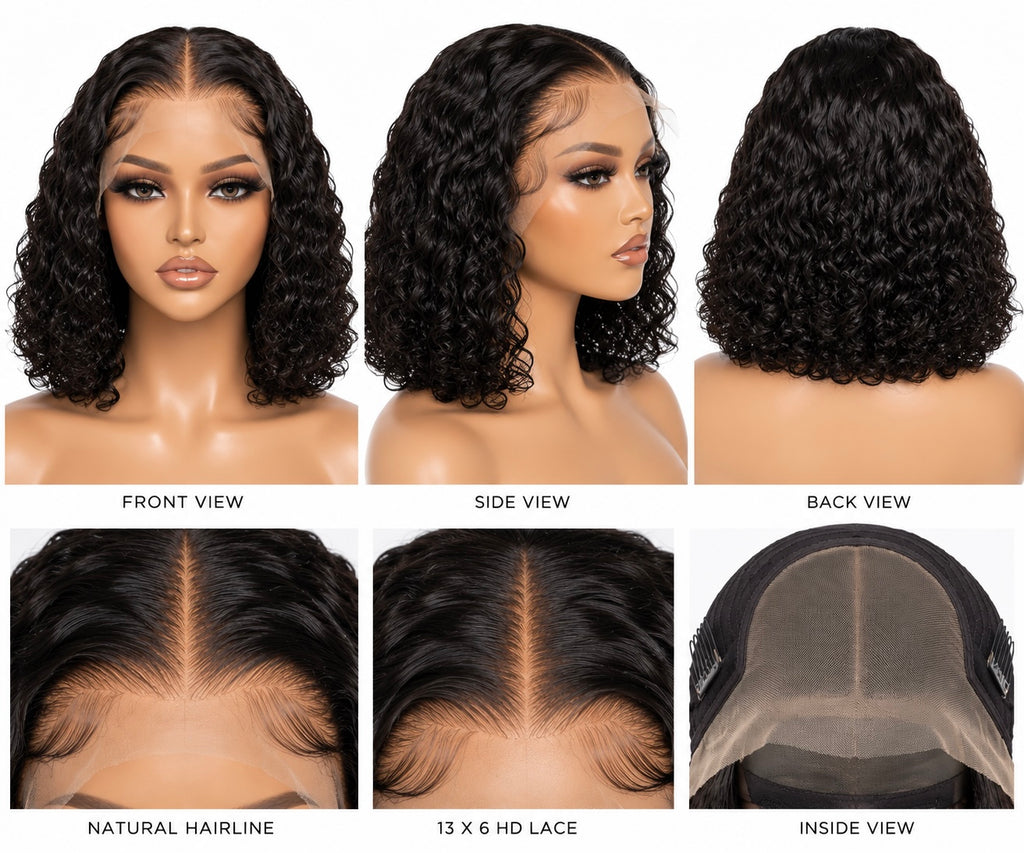 13×6 HD Lace Curly Bob Wig (200%)