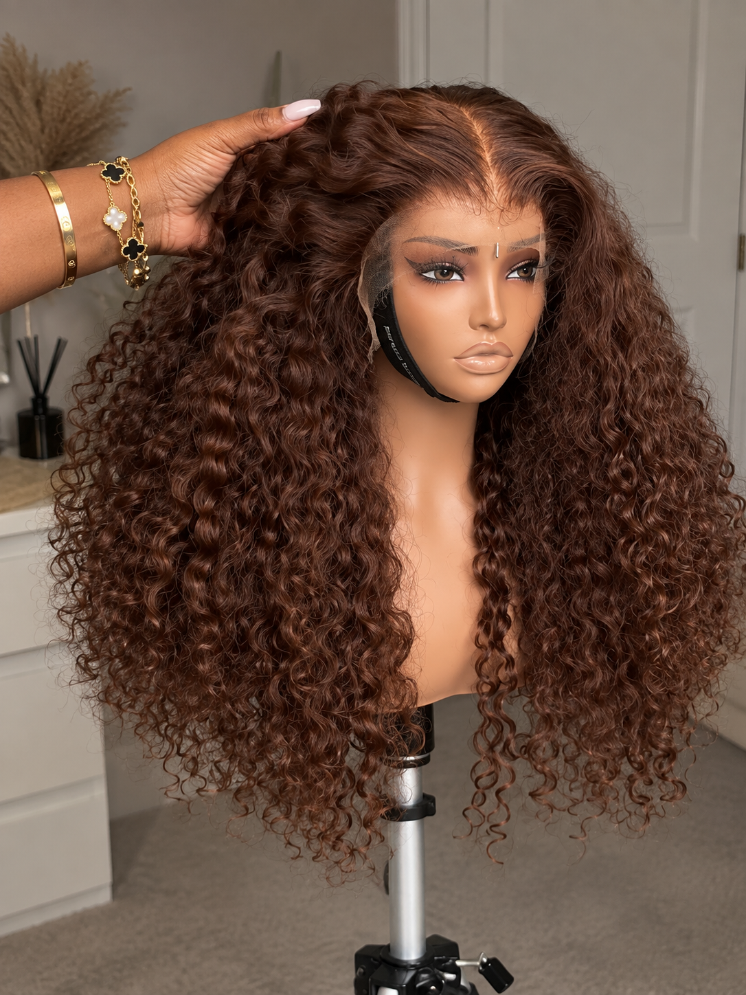 Raw Chocolate Brown Water Curly 13×6 HD Lace wig -300g
