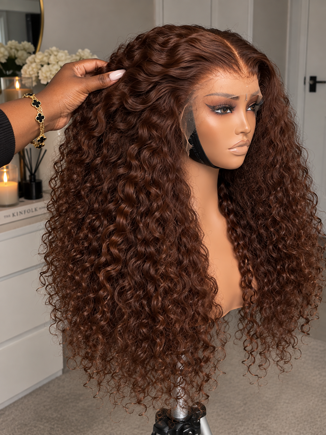 Raw Chocolate Brown Water Curly 13×6 HD Lace wig -300g